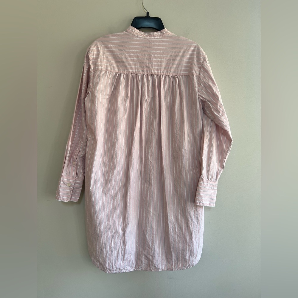 Everlane Relaxed Striped Shirt Dress in Ultrasoft Cotton, Pink/White, XXS - Picture 3 of 12